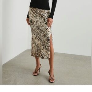 Brown and White Patterned Skirt